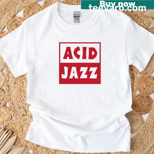 Vintage-style t-shirt featuring jazz-themed typography