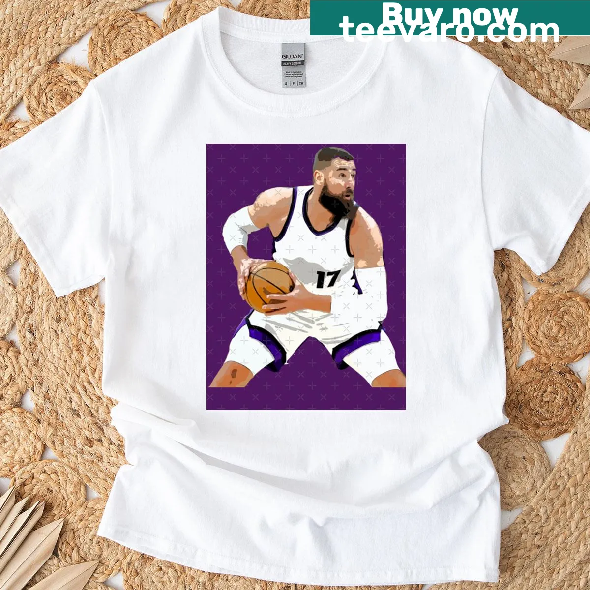 Jonas Valanciunas T-shirt with bold player graphic. — on a men's t-shirt