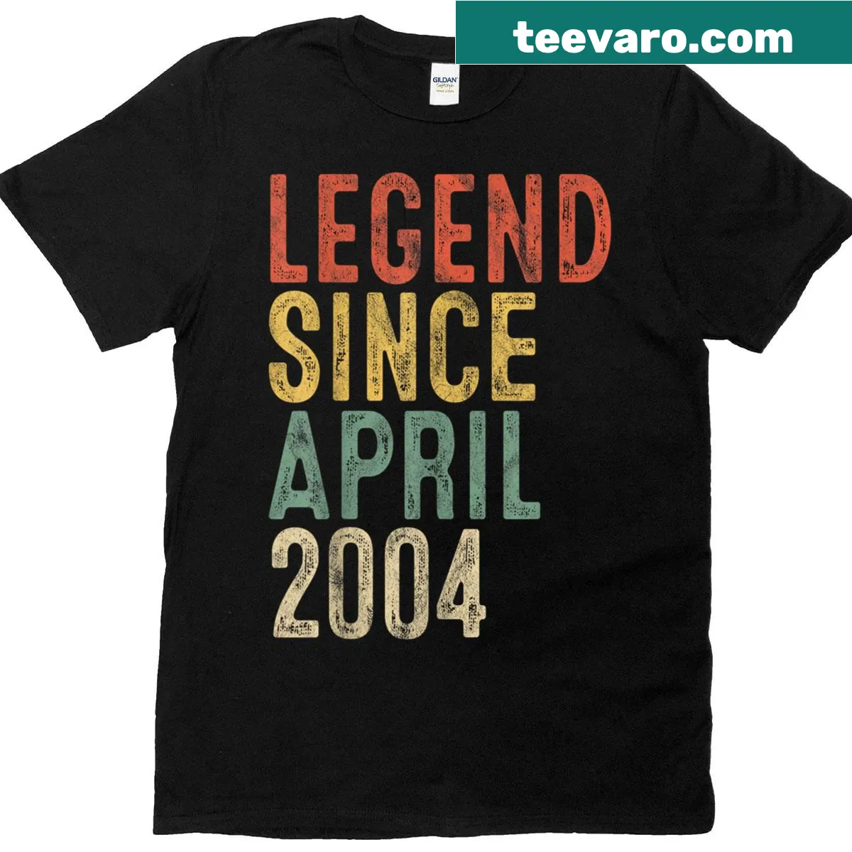 21st birthday shirt with 'Legend 2004' text for celebration — on a men's t-shirt