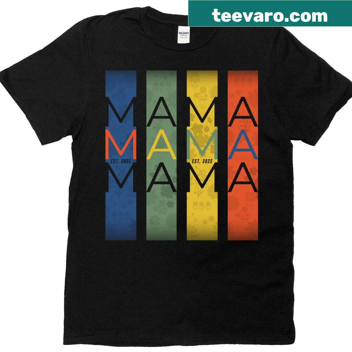 Illustrated T-shirt with 'Mama Est 2025' design for expecting mothers — on a men's t-shirt