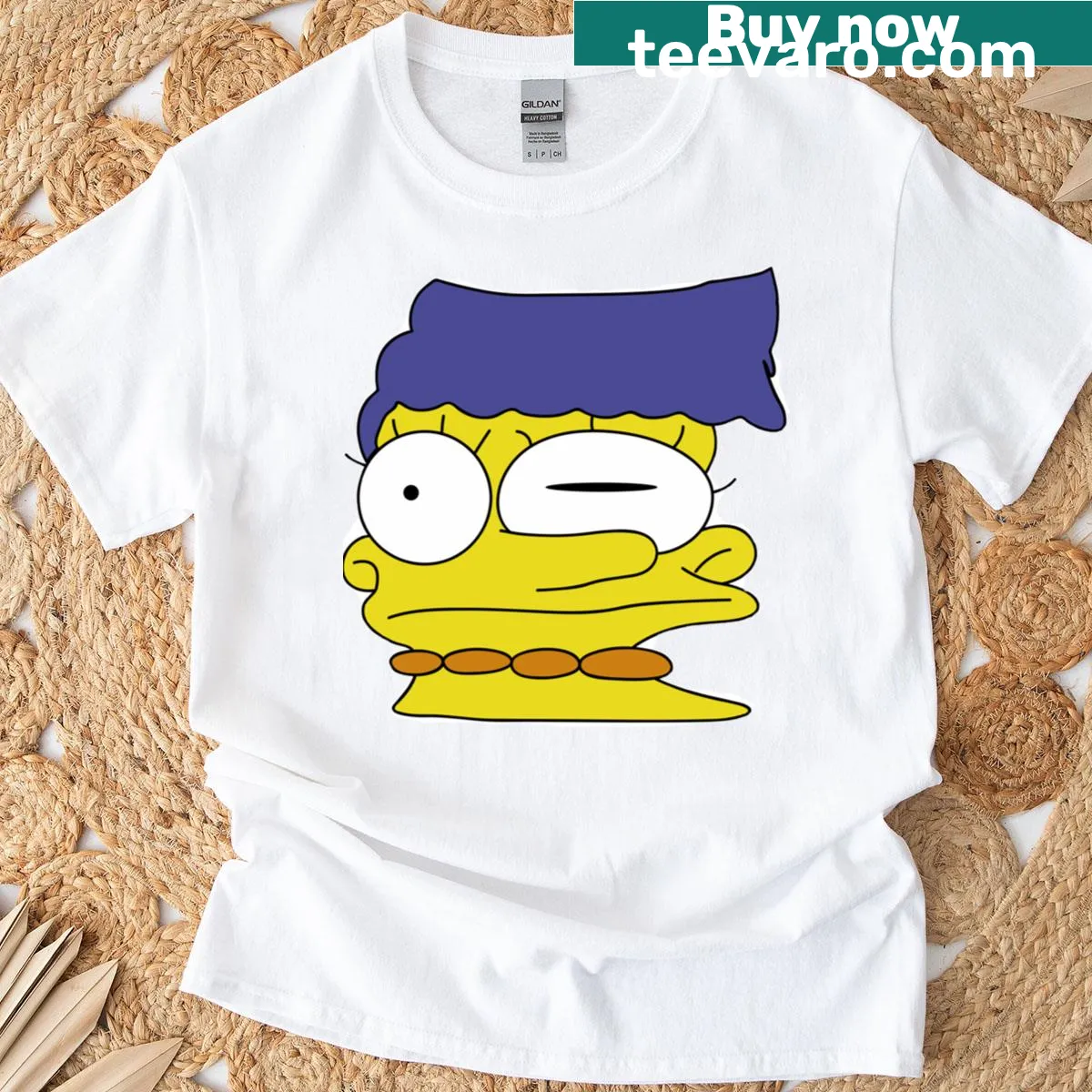 Marge Smeared Face humorous T-shirt for mothers featuring a playful design — on a men's t-shirt