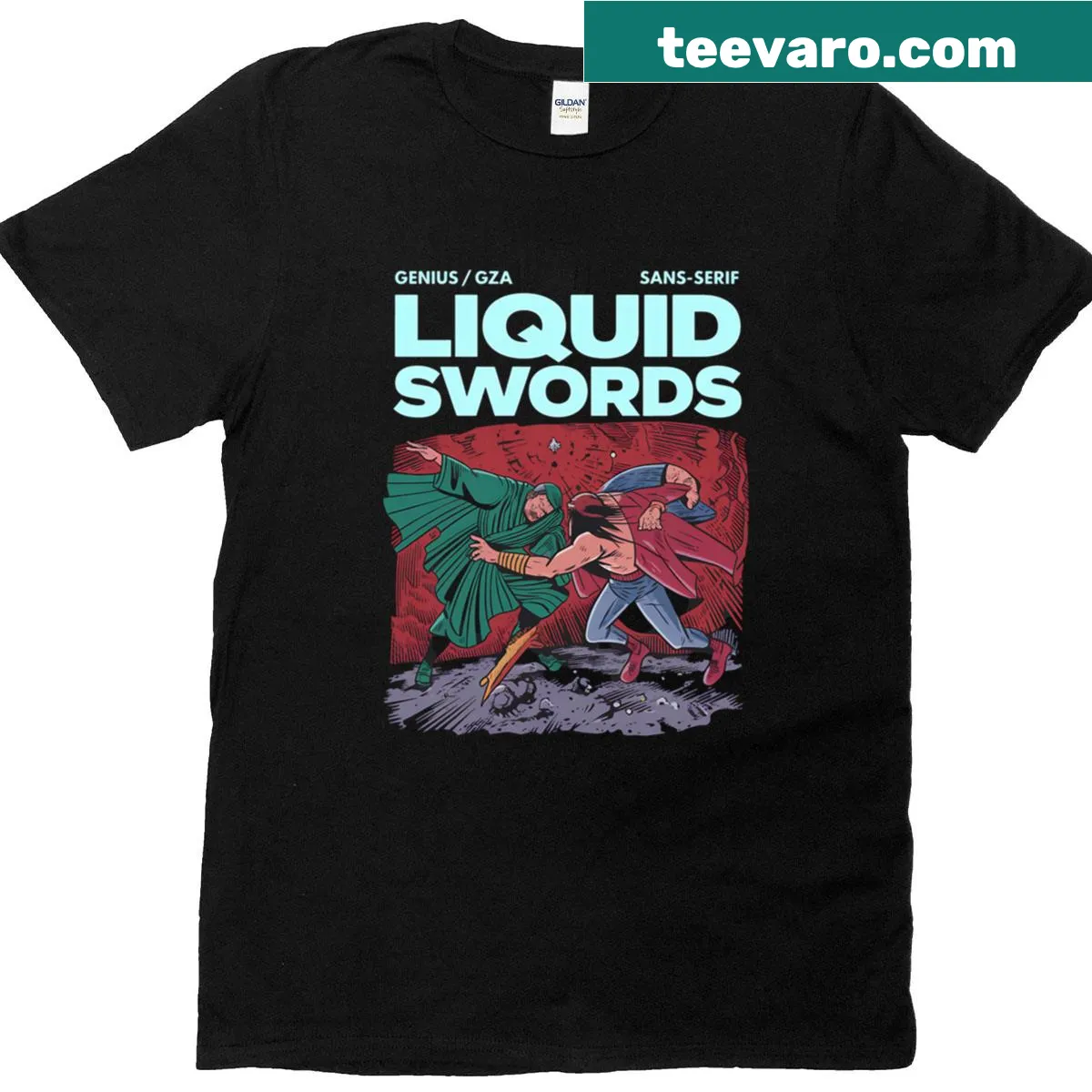 Illustrated swords design on a playful T-shirt — on a men's t-shirt