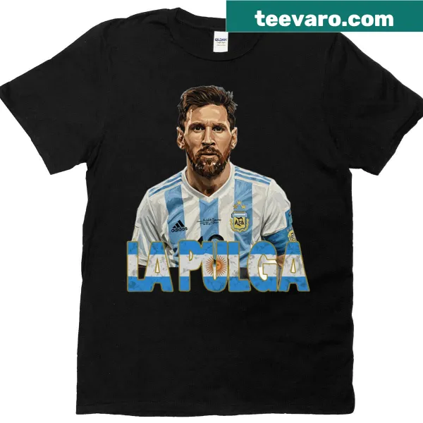 Messi-themed t-shirt featuring playful typography about the soccer star