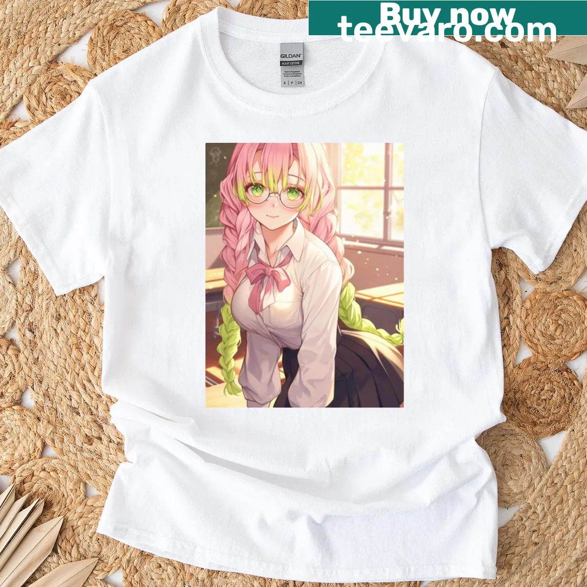 Charming Mitsuri Kanroji T-shirt featuring a beloved character illustration — on a men's t-shirt