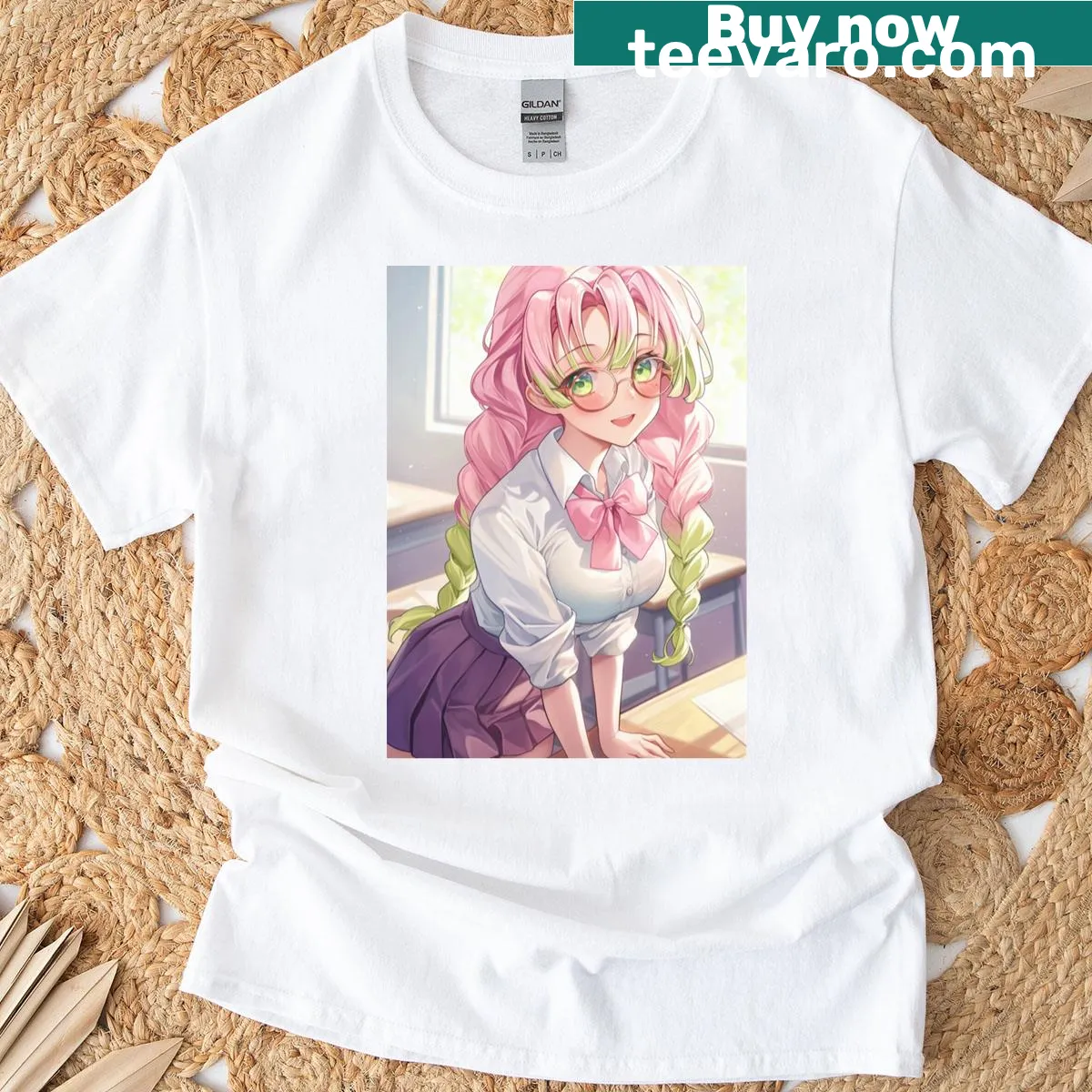 Anime character Mitsuri graphic design on a t-shirt — on a men's t-shirt