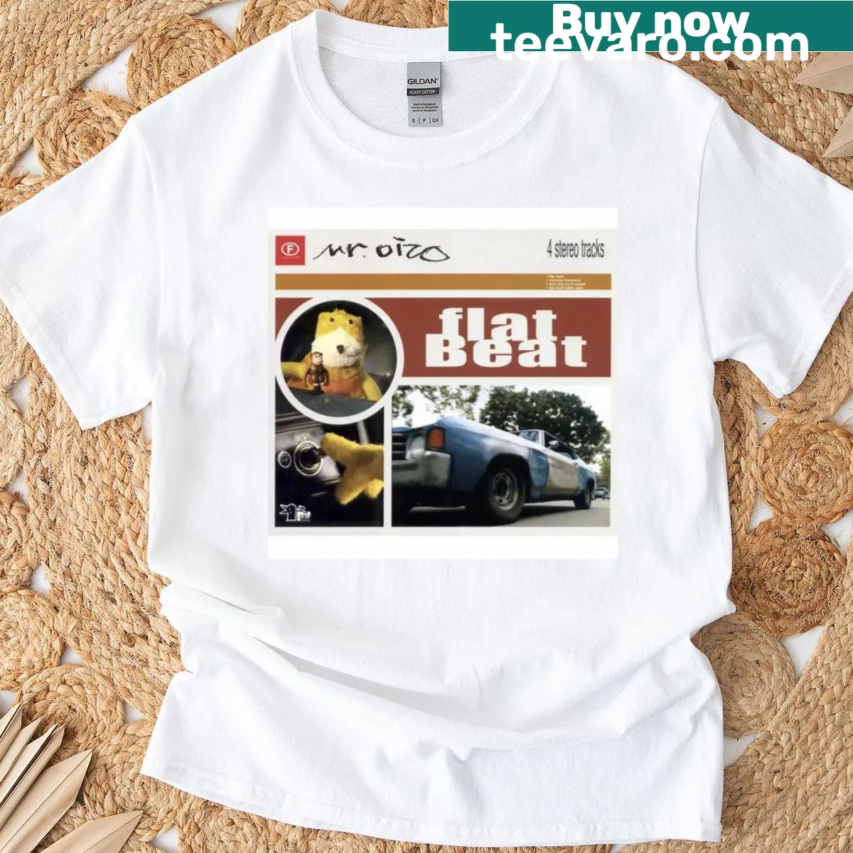 T-shirt featuring the iconic 'Flat Beat' cover graphic — on a men's t-shirt