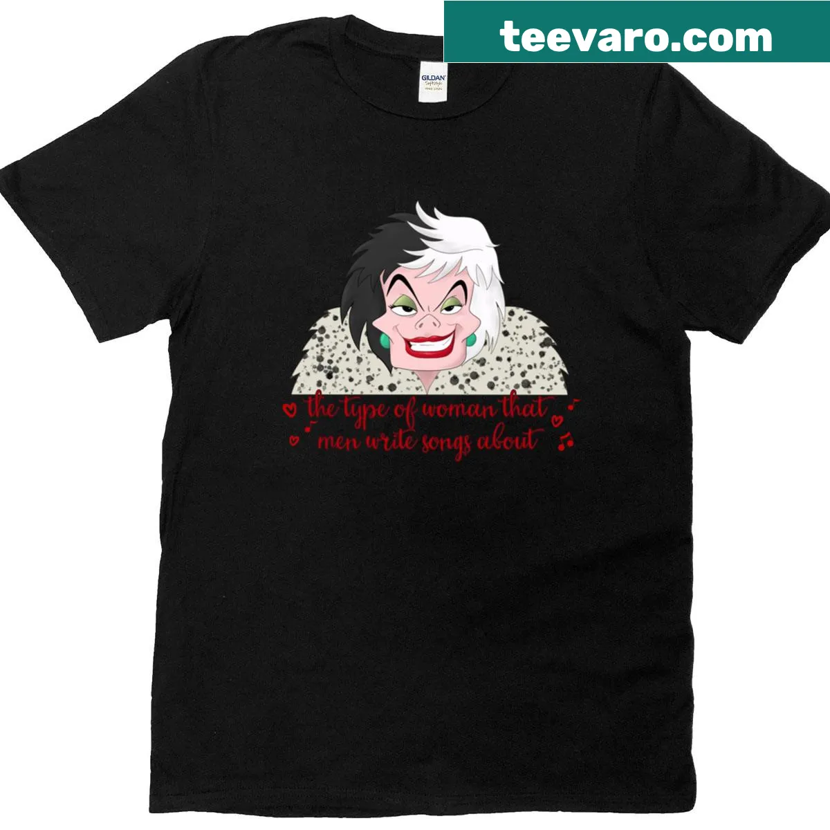 Cruella De Vil inspired graphic t-shirt — on a men's t-shirt