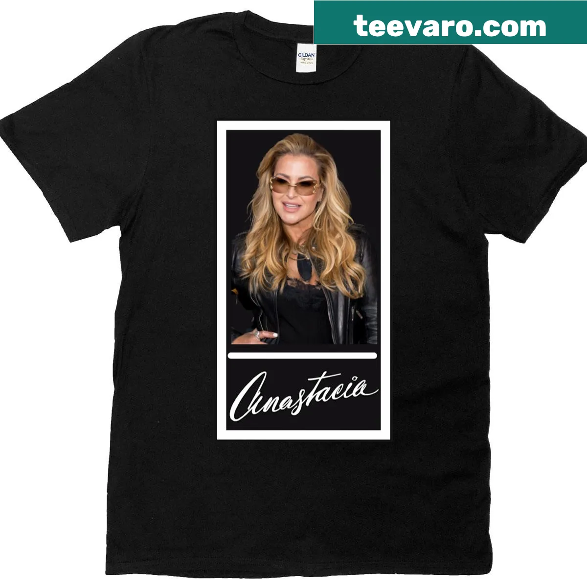 Typographic Music Anastacia t-shirt celebrating the artist. — on a men's t-shirt