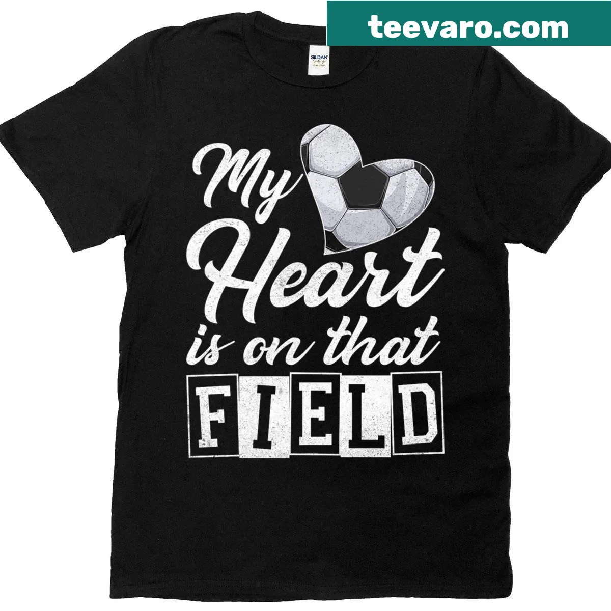 Soccer heart graphic T-shirt for moms with a heartfelt message — on a men's t-shirt