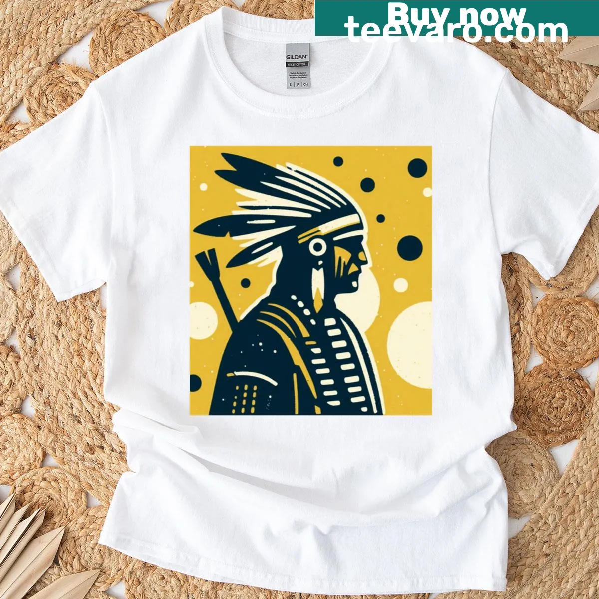 T-shirt celebrating Native American Heritage Month with cultural imagery — on a men's t-shirt