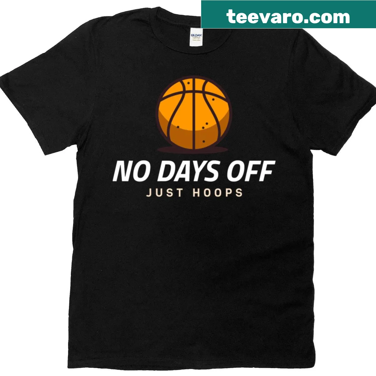 Bold T-shirt with the phrase 'No Days Off Just Hoops' in typography — on a men's t-shirt