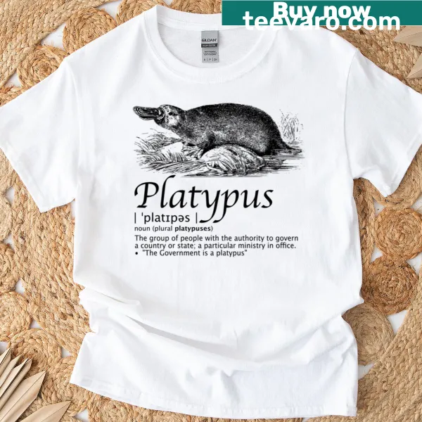 T-shirt features a fun definition of a platypus in playful typography