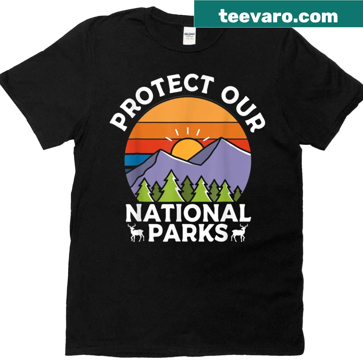 Illustration of national parks elements on a hiking t-shirt — on a men's t-shirt