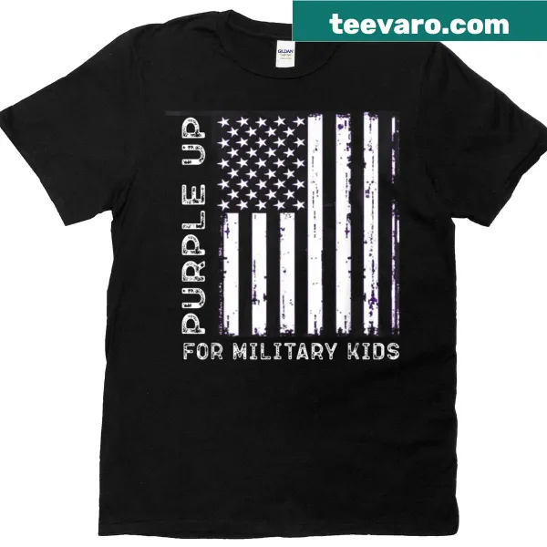 U.S. flag with purple design honoring military children.