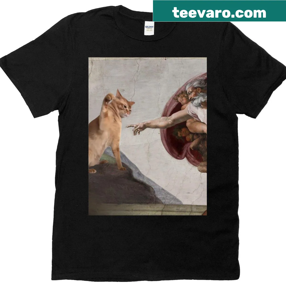 Illustration featuring cats and the phrase about creation — on a men's t-shirt