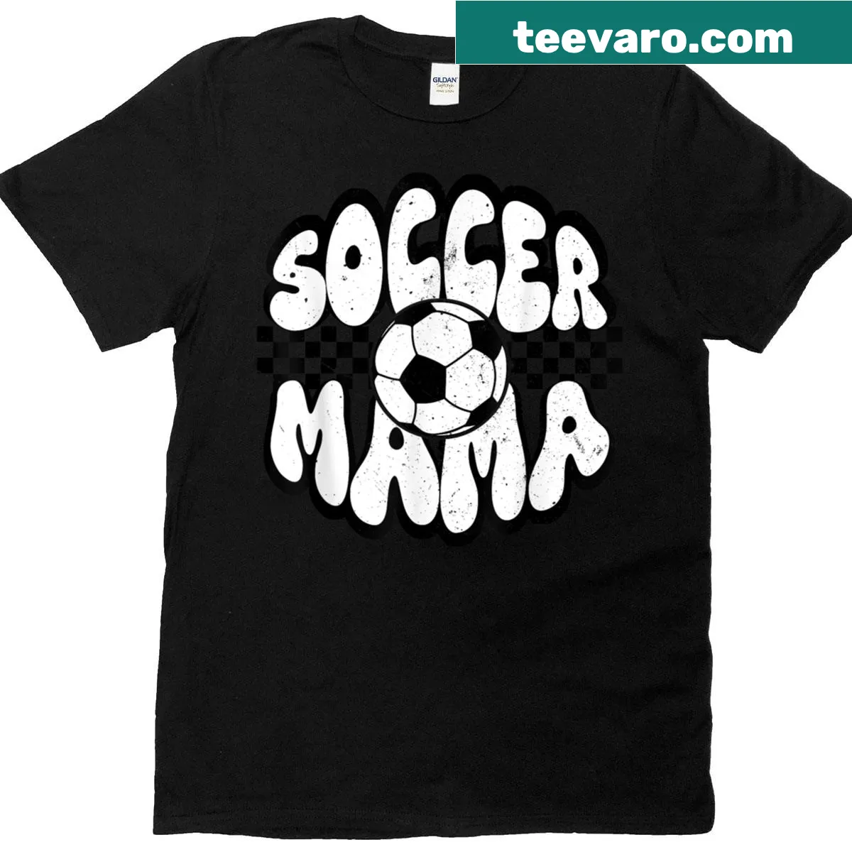 Funny checkered soccer mom graphic for Mother's Day — on a men's t-shirt