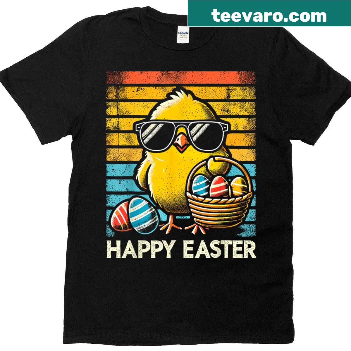 Retro cartoon Easter chick t-shirt for kids and families — on a men's t-shirt