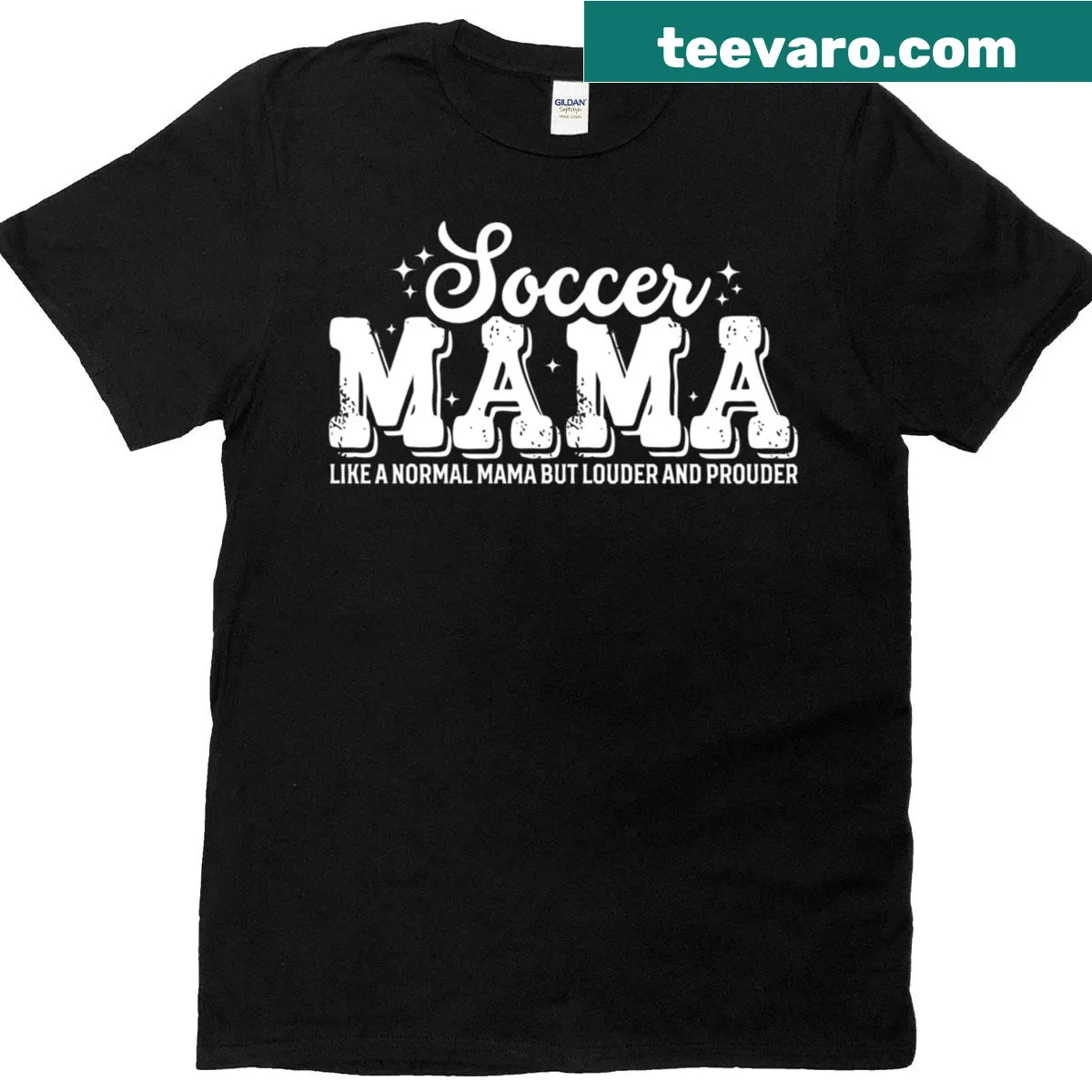 Vintage distressed Proud Soccer Mama t-shirt with retro soccer graphics — on a men's t-shirt