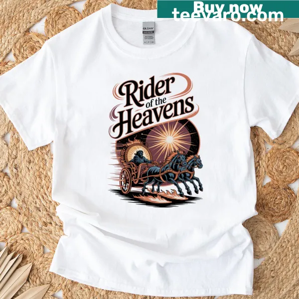 Bold illustration T-shirt featuring an ancient god in a chariot.