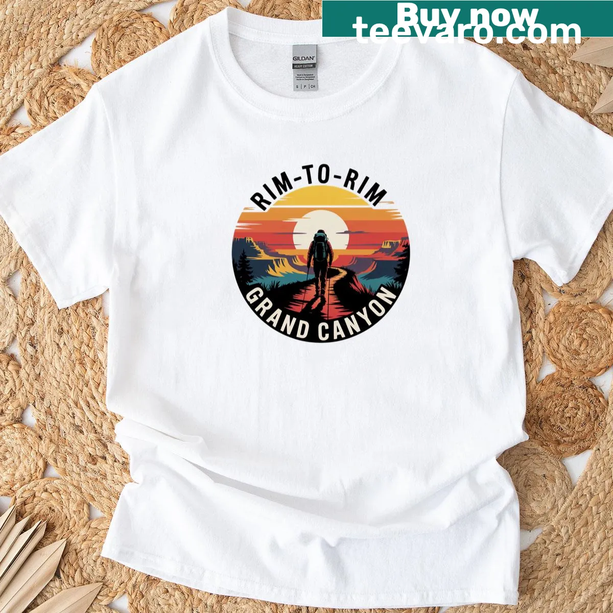 Grand Canyon Rim to Rim hike themed t-shirt — on a men's t-shirt