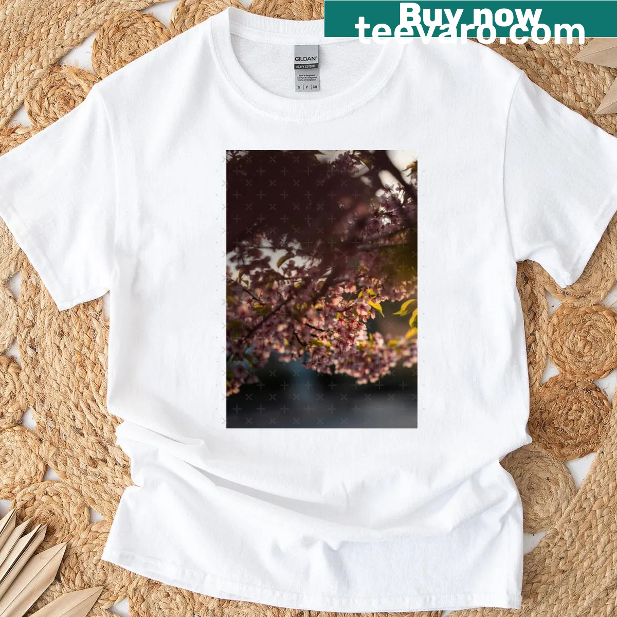 T-shirt featuring a delicate sakura blossom design — on a men's t-shirt