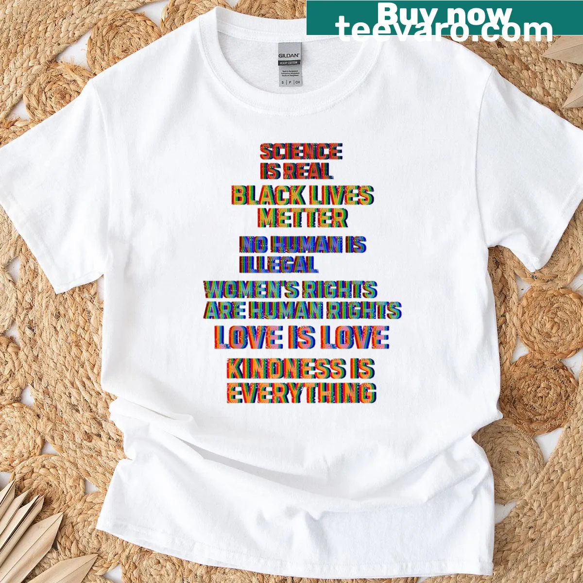Text-only T-shirt stating Science Is Real and Black Lives Matter — on a men's t-shirt