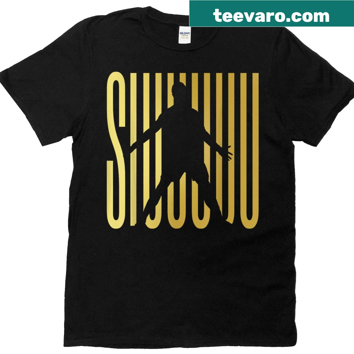 Funny soccer T-shirt featuring the Siuu celebration — on a men's t-shirt