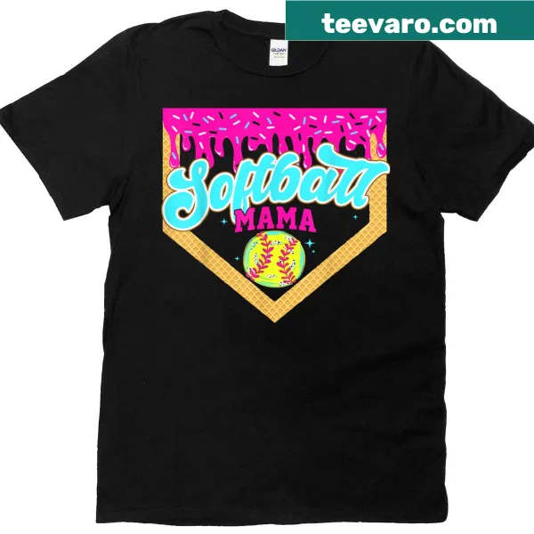 Youth Softball T-shirt with ice cream drip and home plate graphic
