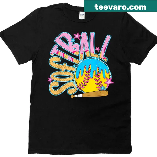 Youth Boys Softball T-shirt with ice cream drip design