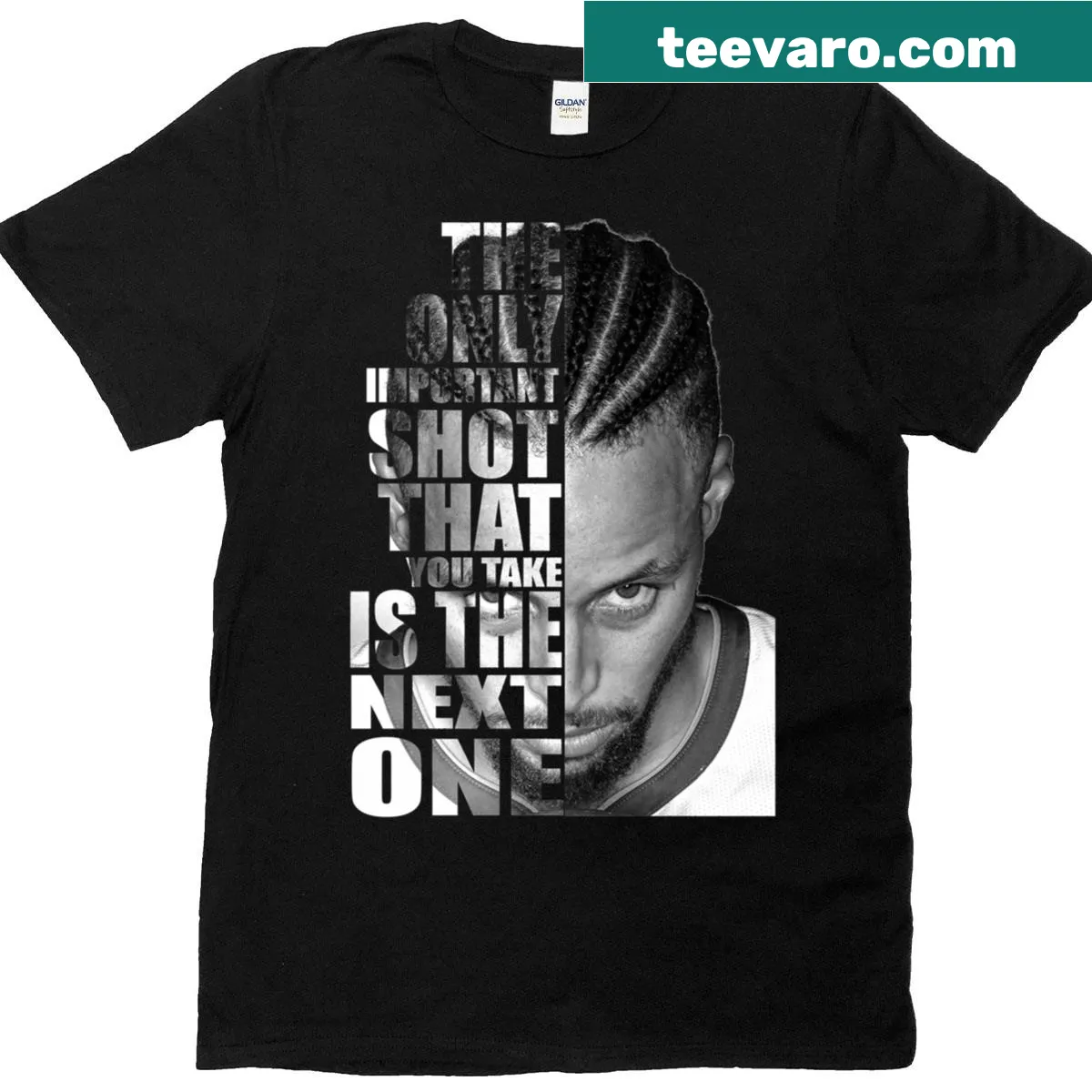 T-shirt with bold typography emphasizing shooter mentality inspired by Stephen Curry — on a men's t-shirt