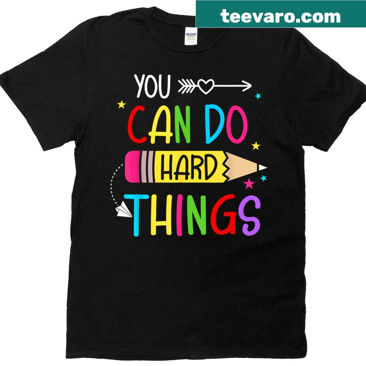 Inspirational T-shirt for teachers and students with motivational text — on a men's t-shirt
