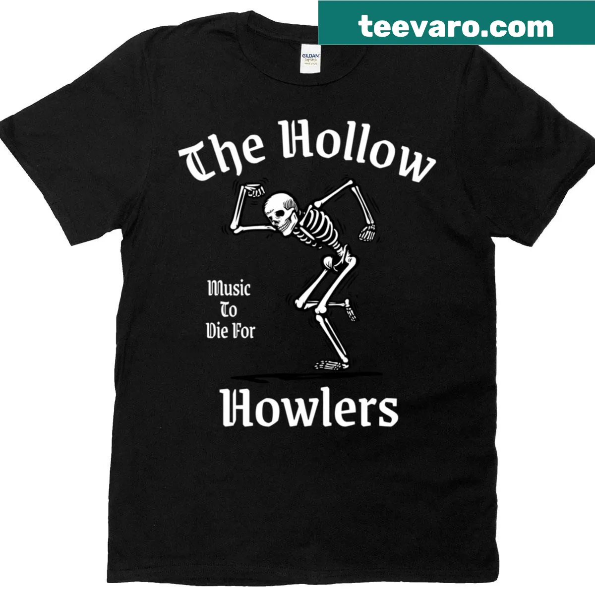 T-shirt with an illustration of howling dogs in a whimsical design — on a men's t-shirt