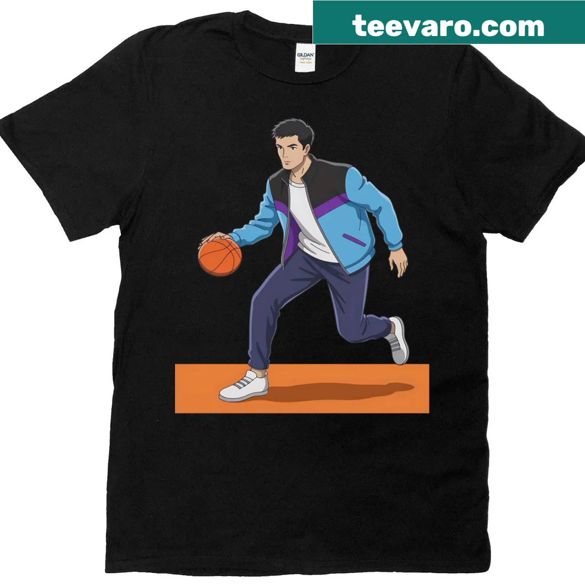 T-shirt featuring Stanley from The Office with a basketball theme — on a men's t-shirt