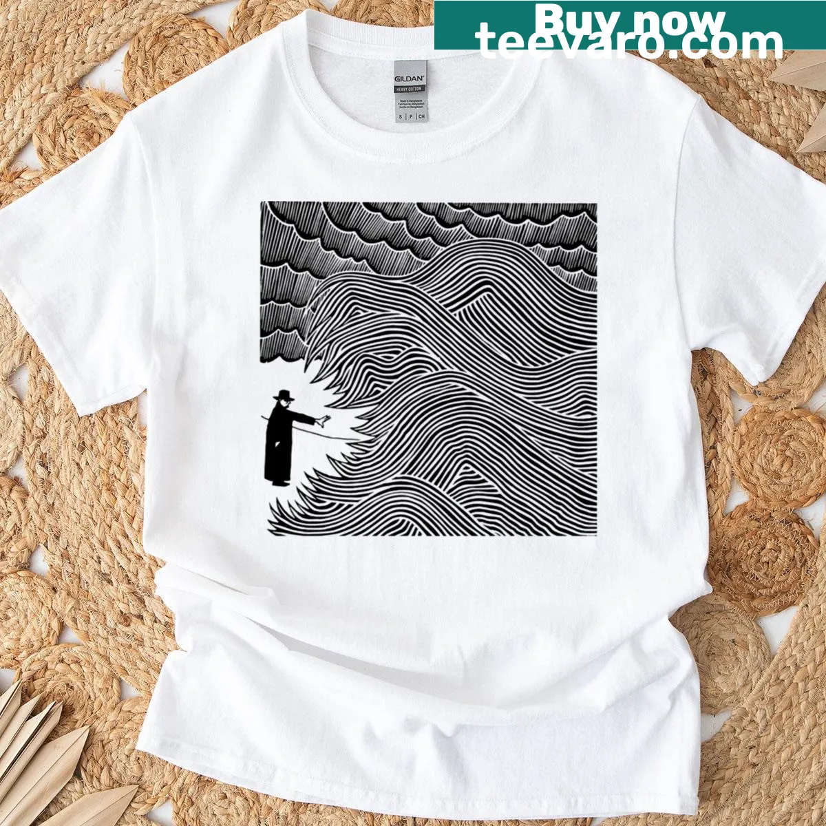 Illustration of Ombak Eraser Banyu Head on a T-shirt — on a men's t-shirt