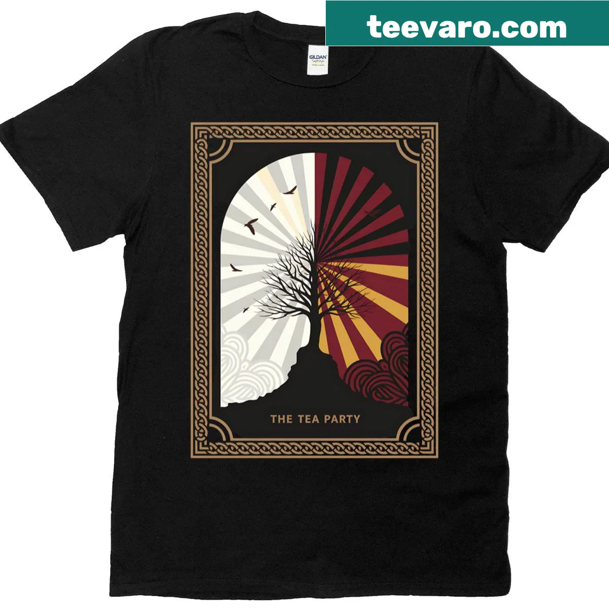 Vintage-style design honoring The Tea Party Band on T-shirt — on a men's t-shirt