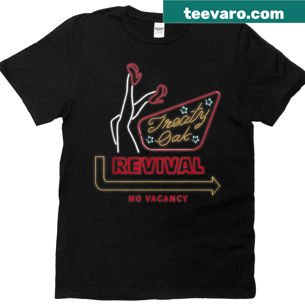 T-shirt showcasing a graphic of the Treaty Oak tree. — on a men's t-shirt