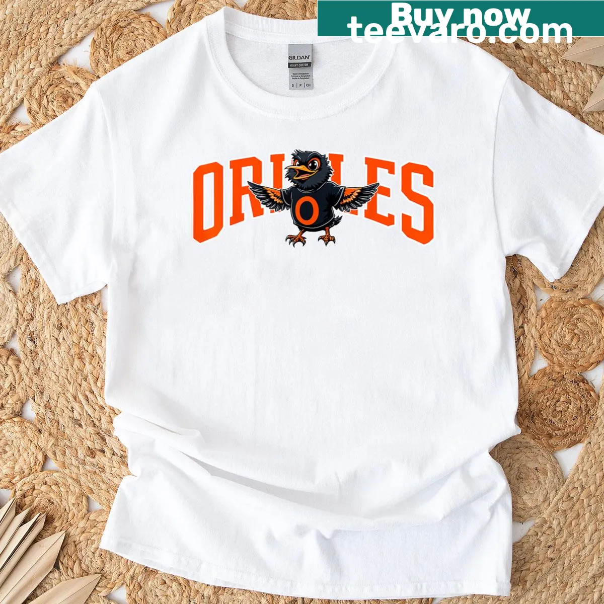 Vintage Oriole-themed T-shirt featuring a proud animal design — on a men's t-shirt