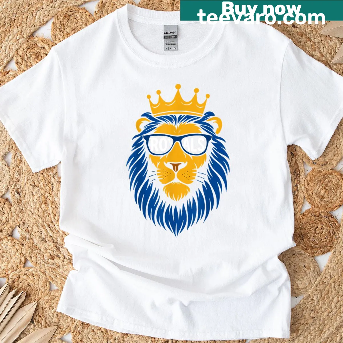 Royal-themed vintage graphic T-shirt design — on a men's t-shirt