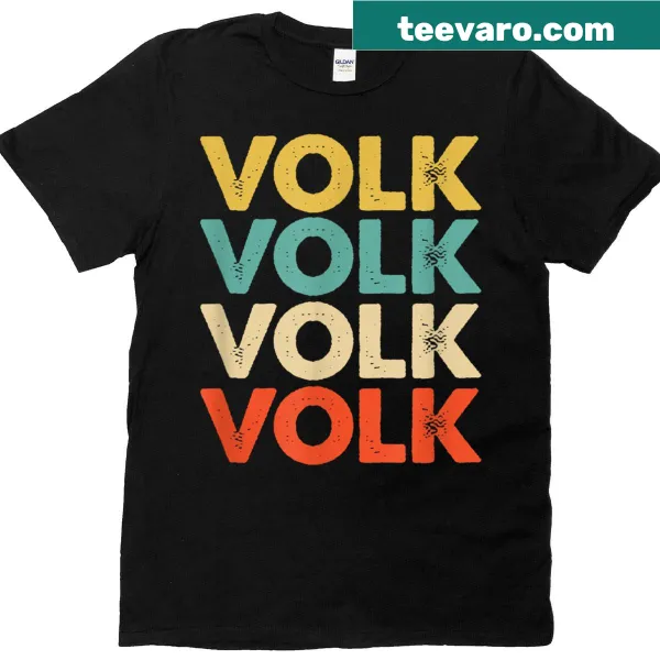T-shirt featuring the name 'Volk' in bold lettering