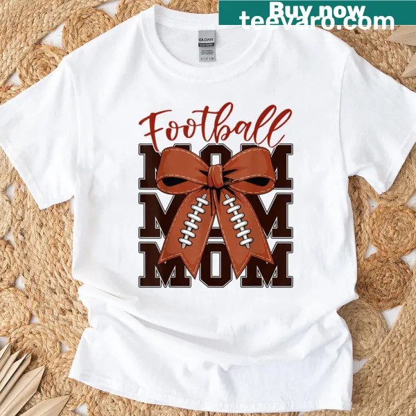 Cute football mom t-shirt with bow illustration