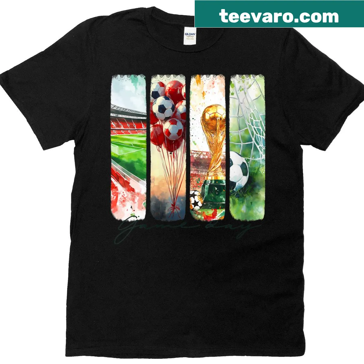 Soccer mom T-shirt featuring a graphic of a soccer ball. — on a men's t-shirt