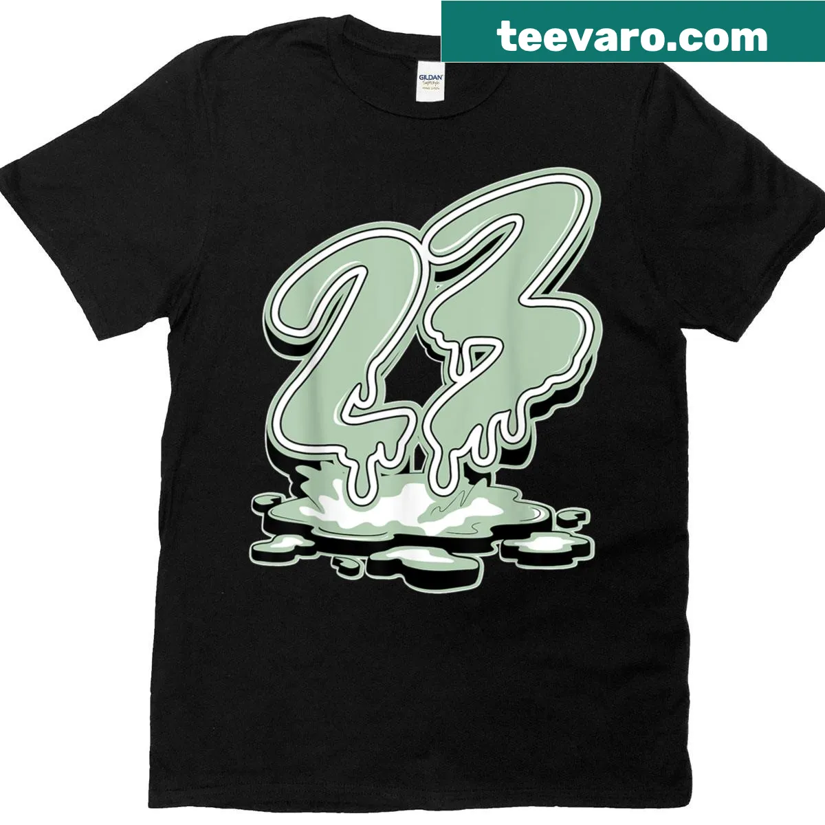 23 Drip Seafoam Abundance 4s Matching Tee with creative graphic — on a men's t-shirt