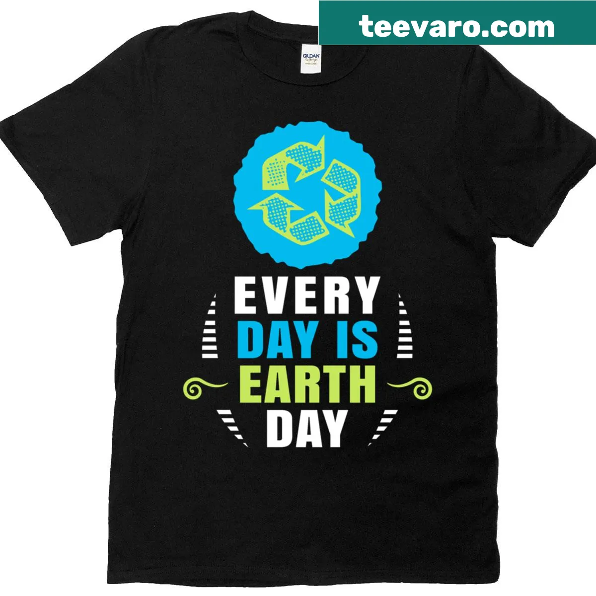 Environmental activism tee with 'Every Day Is Earth Day' text — on a men's t-shirt