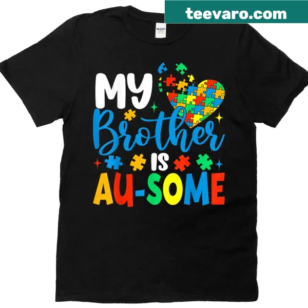 T-shirt supporting Autism Awareness with cheerful illustrations.