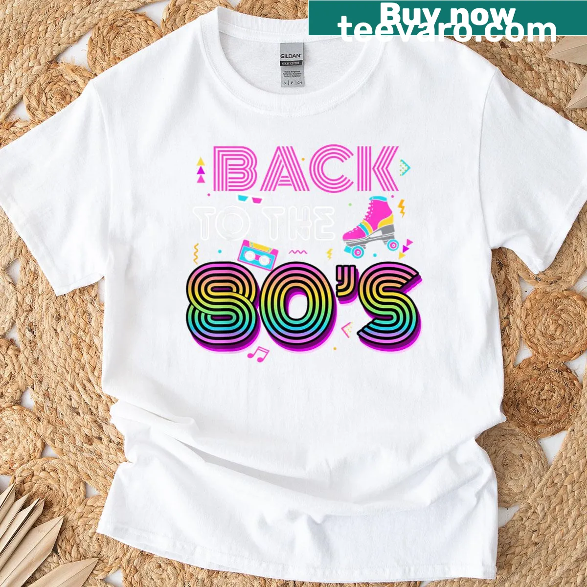 Retro 80s themed T-shirt for parties and celebrations — on a men's t-shirt
