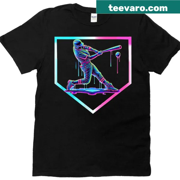 Cartoon design t-shirt featuring ice cream and baseball home plate