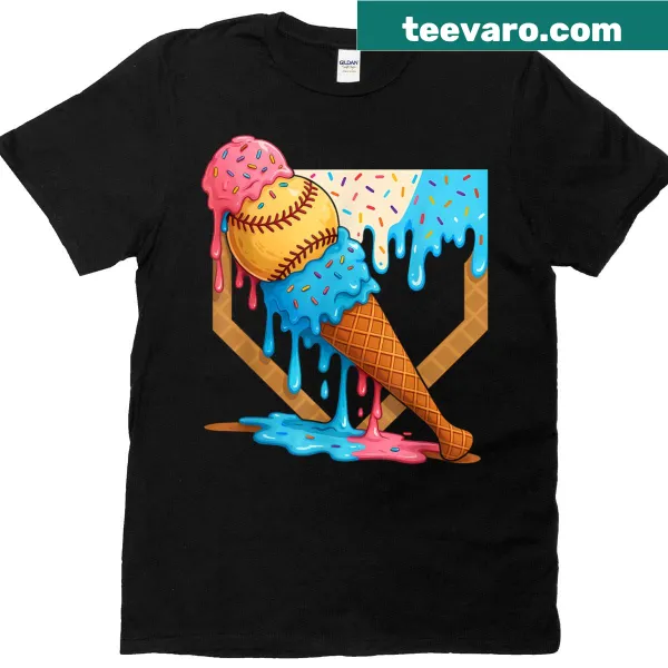 Sister Brother Baseball T-shirt with fun ice cream graphic