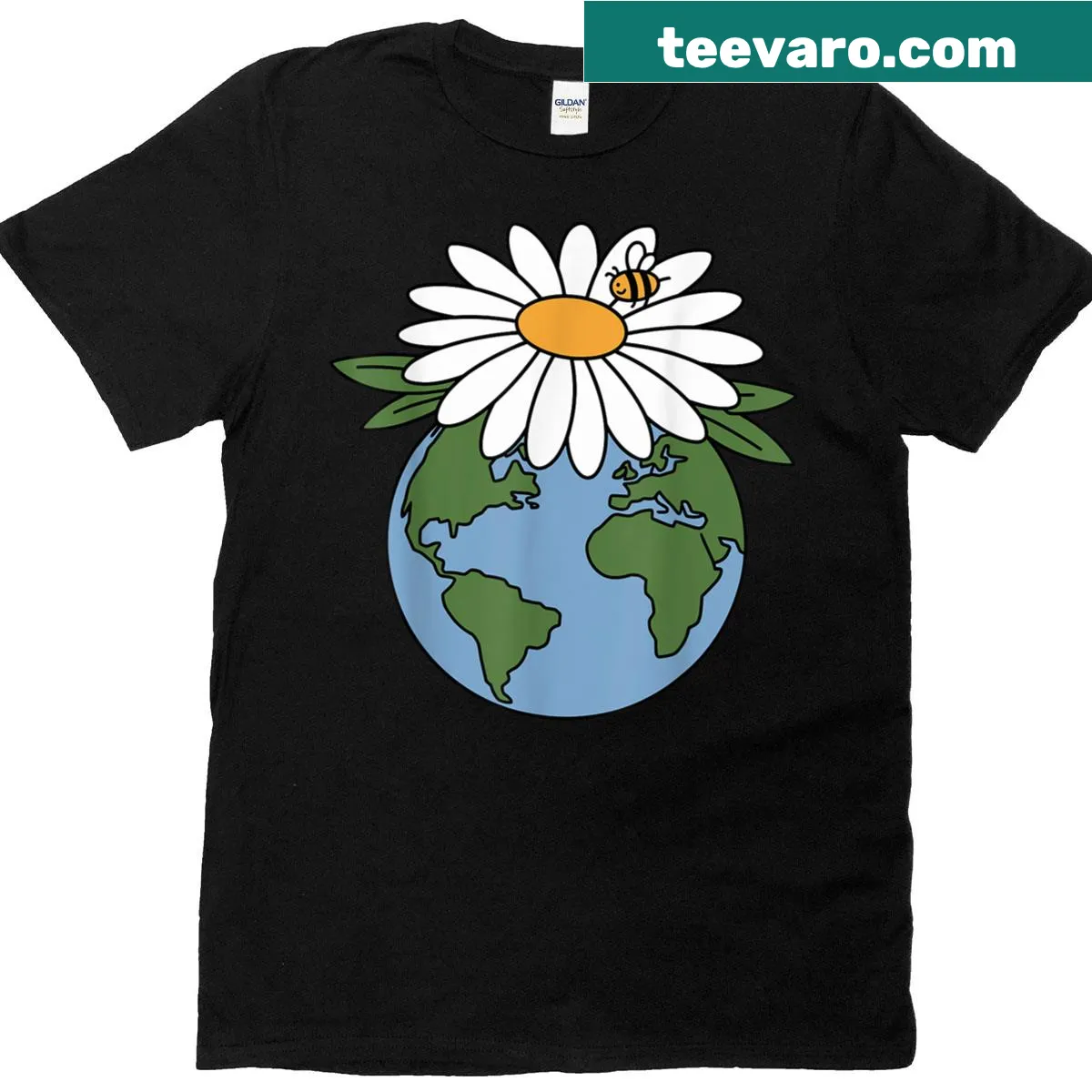 Illustration of bees and flowers with Save The Planet on a T-shirt — on a men's t-shirt