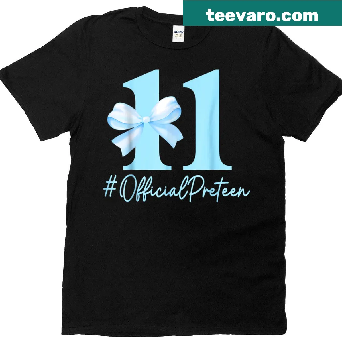 T-shirt for 11-year-old birthday girl with a cartoon bow design — on a men's t-shirt
