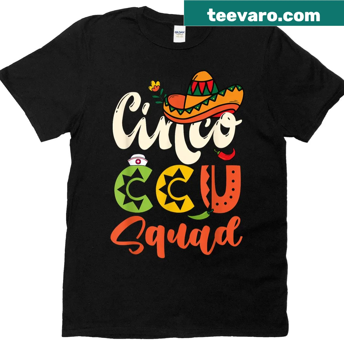T-shirt celebrating nurses with 'CCU Squad' text for Cinco de Mayo — on a men's t-shirt